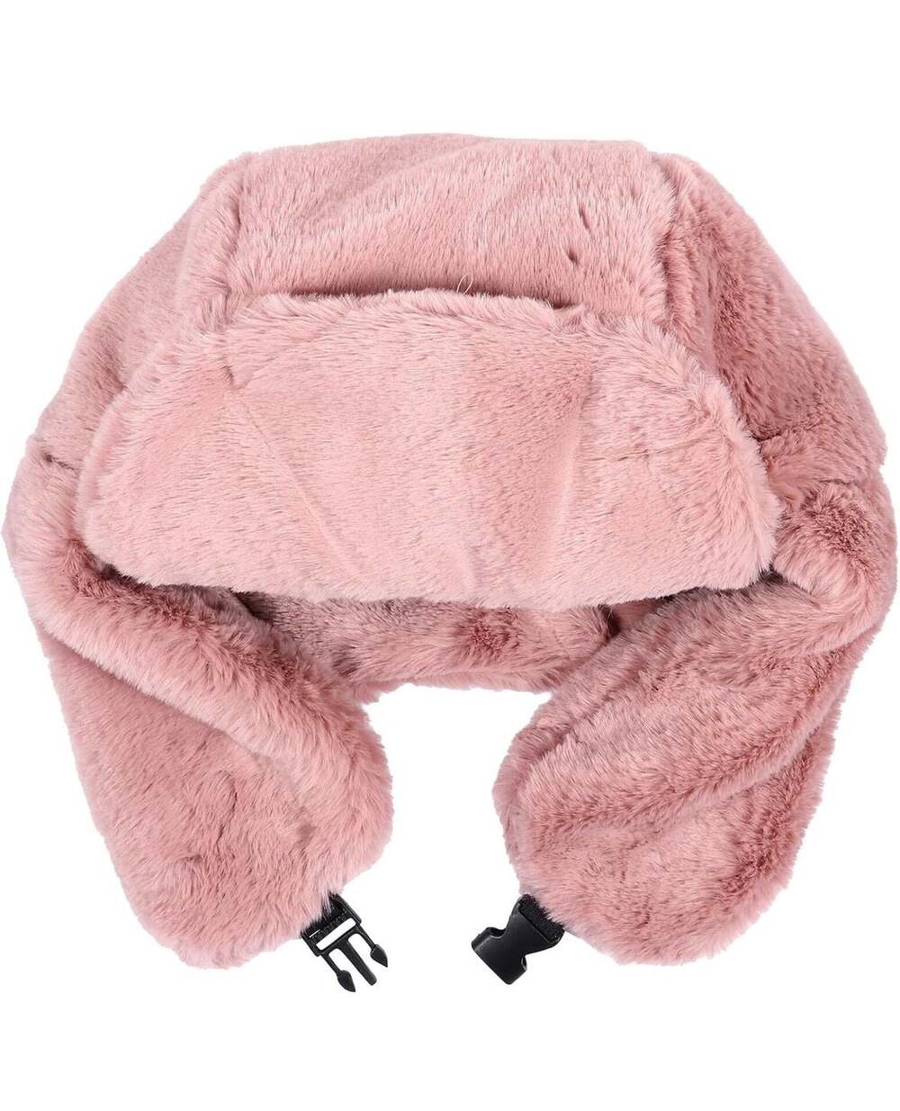 Pink Faux Fur Ushanka Trapper Hat with Ear Flaps and Buckle
